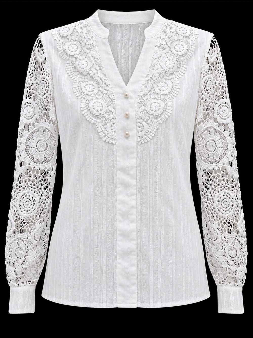 White Lace Sleeve Womens Top - Brand:
